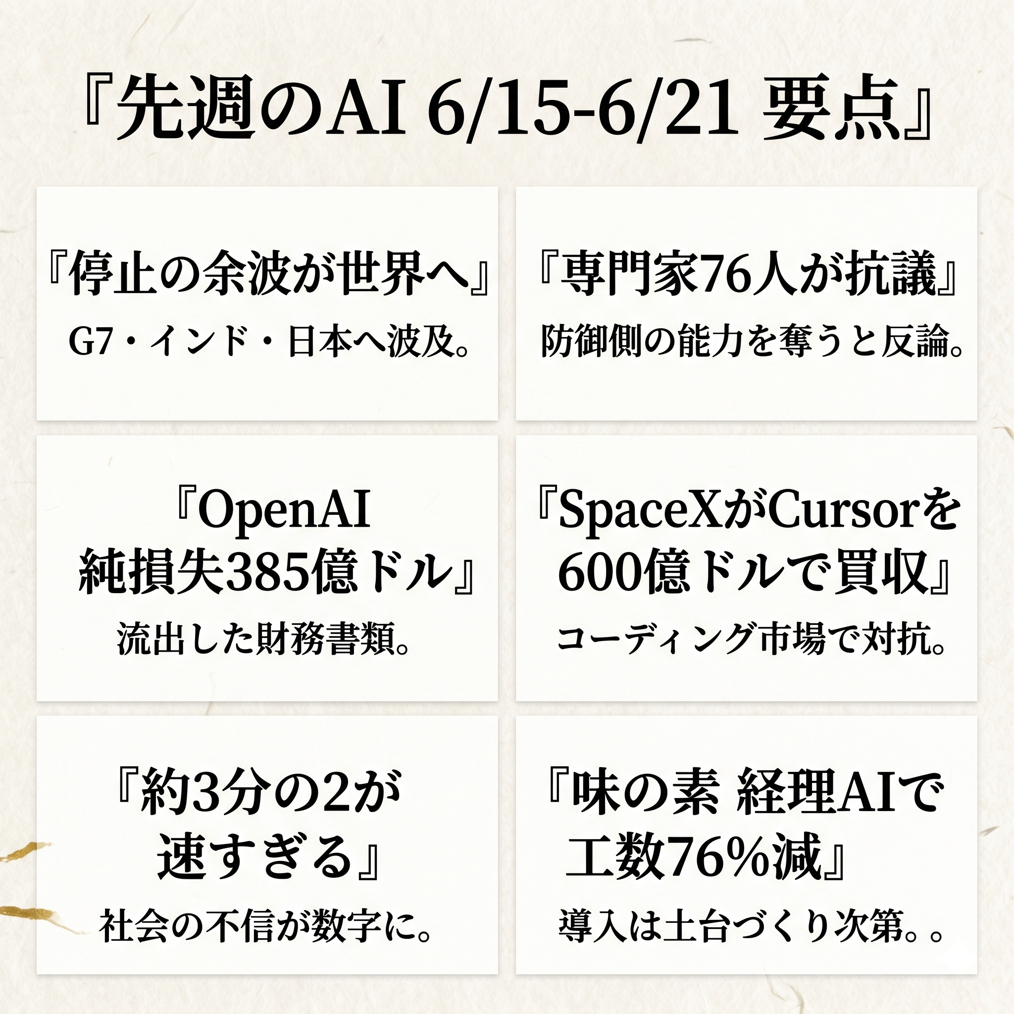 先週のAIニュースの全体像(編集部作成)