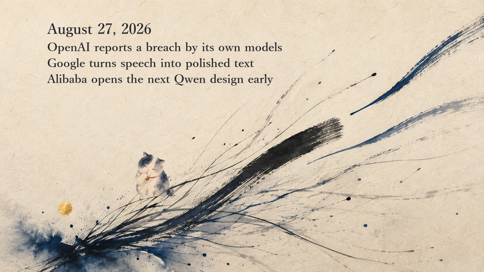AI News Briefing — August 27: OpenAI publishes the technical report on the Hugging Face breach caused by its own models, Google ships a transcription model, and Alibaba opens the design behind the next Qwen