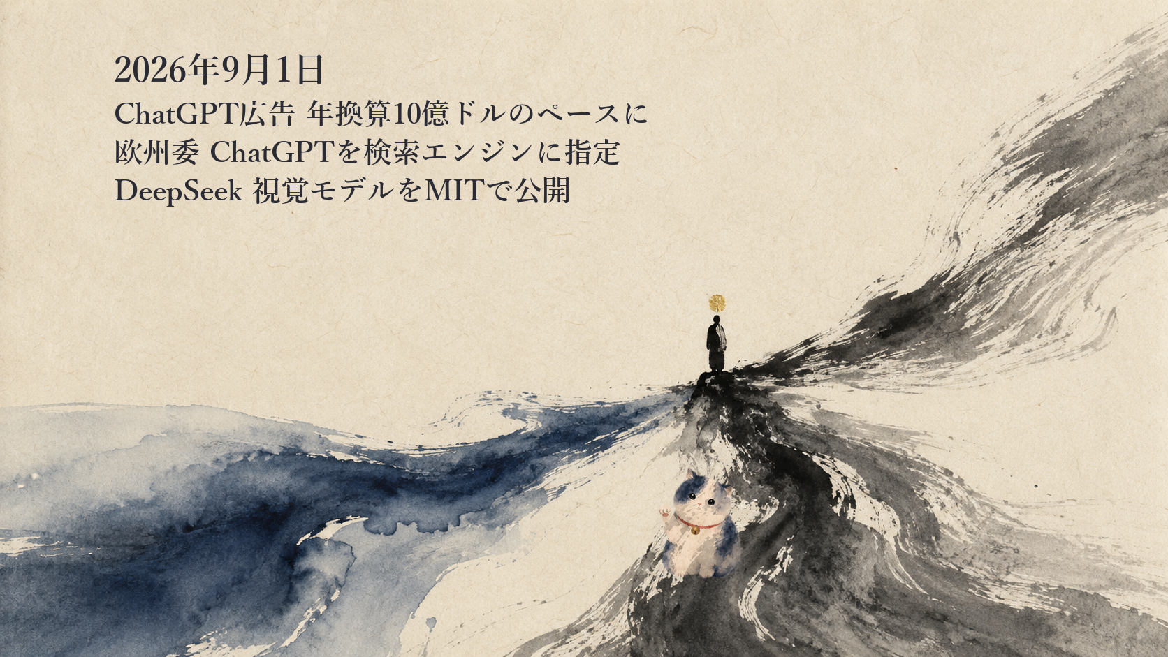 AIニュースまとめ 9月1日——ChatGPT広告が年換算10億ドルのペースに、欧州委員会はChatGPTを検索エンジンに指定、DeepSeekはMITで視覚モデルを公開