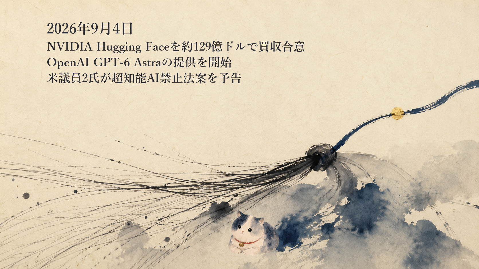 AIニュースまとめ 9月4日——NVIDIAがHugging Faceの買収で合意、OpenAIはGPT-6 Astraを提供開始、米議員2氏は超知能AI禁止法案を予告
