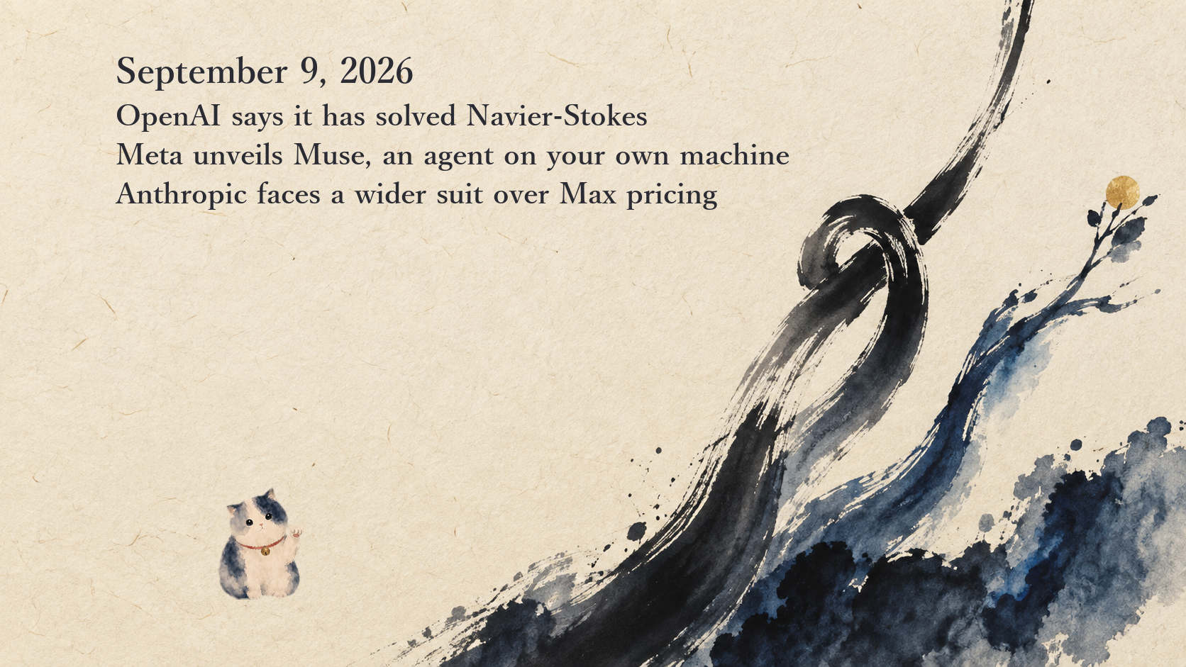 AI News Briefing — September 9: OpenAI publishes a Navier–Stokes proof, Meta ships the Muse personal agent, and Anthropic is sued over Max plan limits