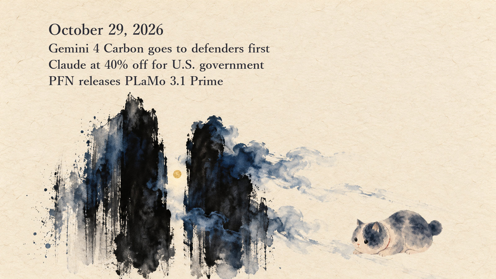 AI News Briefing — October 29: Google hands Gemini 4 Carbon to cyber defenders first, Anthropic offers Claude to U.S. government at 40% off