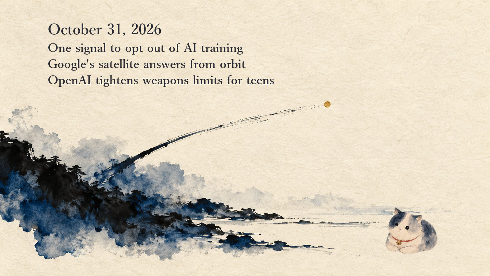 AI News Briefing — October 31: AI companies back one opt-out signal for training, and Google's satellite answers from orbit